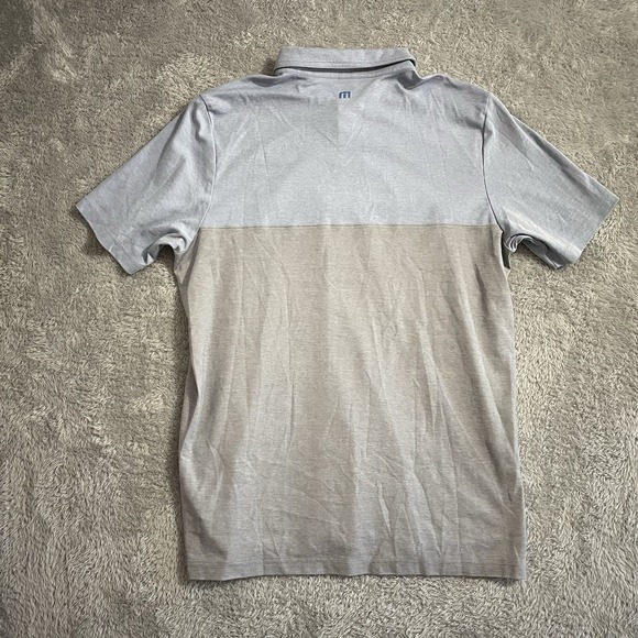 Travis Mathew Polo Shirt Mens 2XL Performance Pullover Gray Blue‎ Striped Golf - Picture 8 of 8